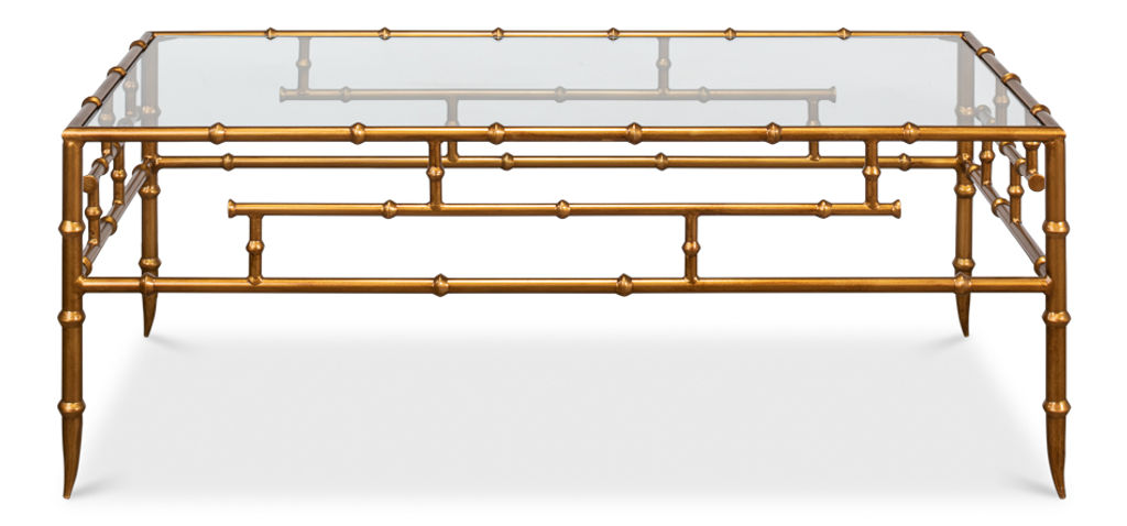 Faux Bamboo Metal Coffee Table 48"