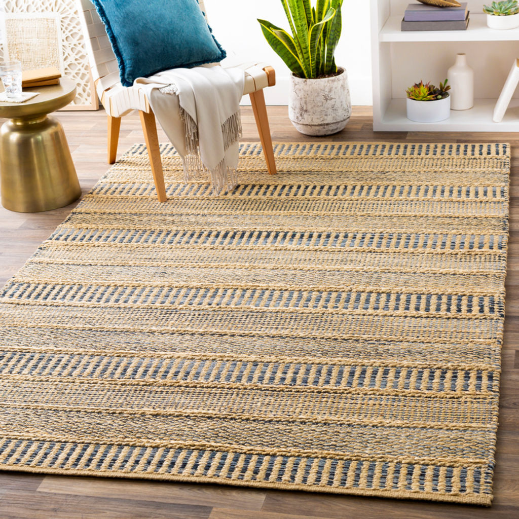 Preview image for Rayon & Jute Area Rug Navy & Cream 8' X 10'