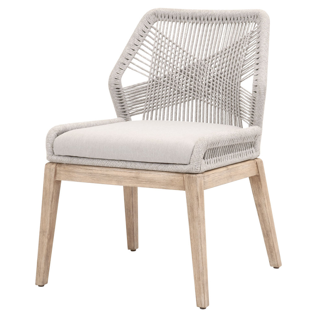 Loom Dining Chair, Taupe & White Flat Rope