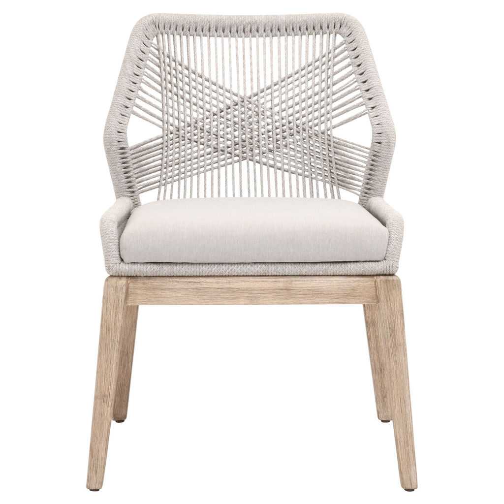 Loom Dining Chair, Taupe & White Flat Rope