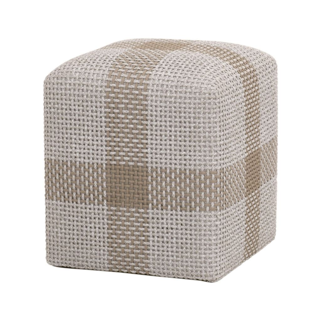 Cross Accent Cube, Taupe And White Flat Rope