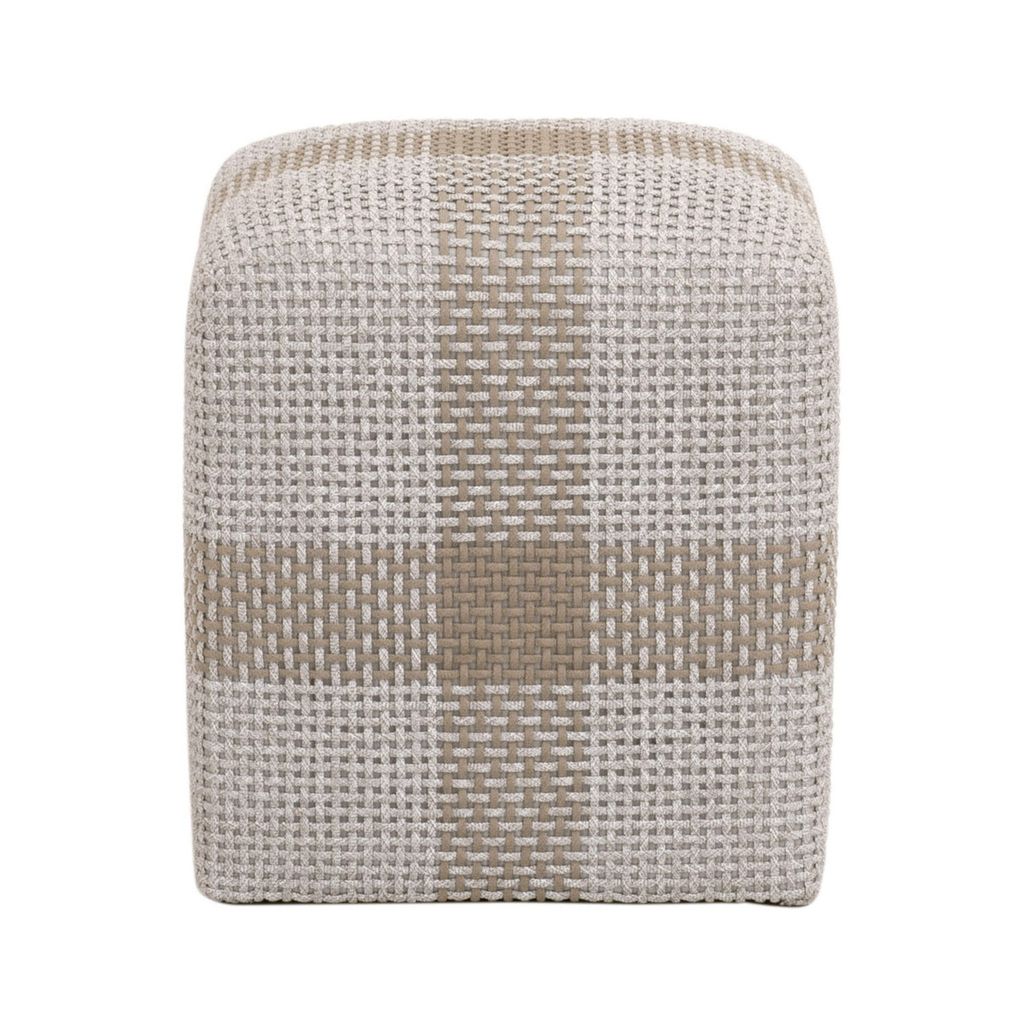 Cross Accent Cube, Taupe And White Flat Rope