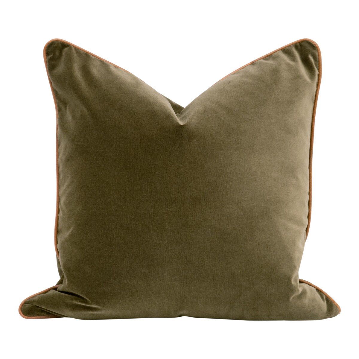 Preview image for The Not So Basic 22" Essential Pillow Set Of 2, Olive Velvet And Whiskey Brown