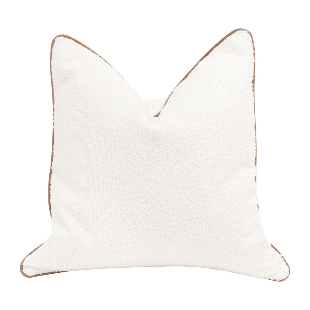 Preview image for The Not So Basic 22" Essential Pillow Set Of 2, Livesmart Boucle Snow And Whiskey Brown