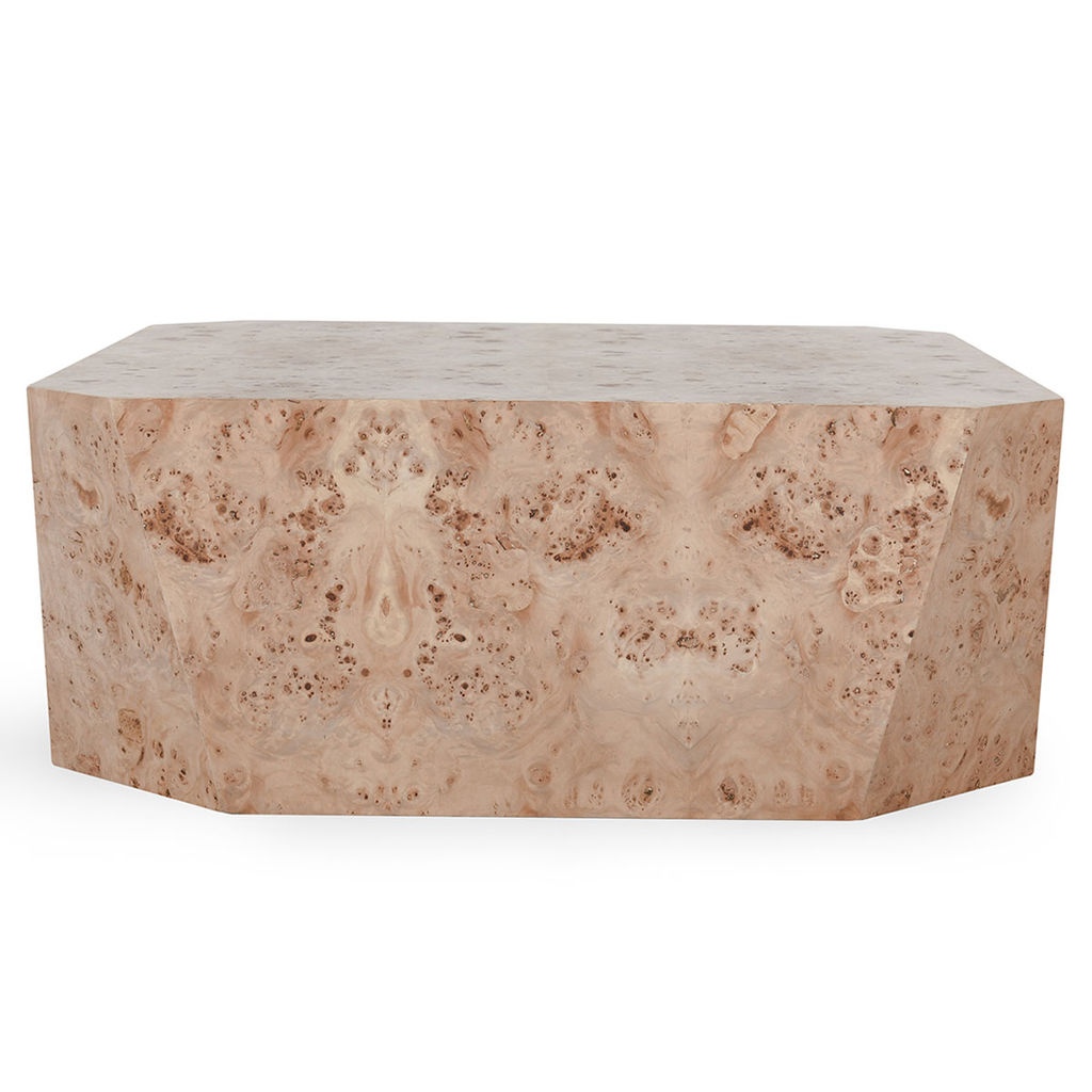 Avena Burl Wood 42" Square Coffee Table, Natural