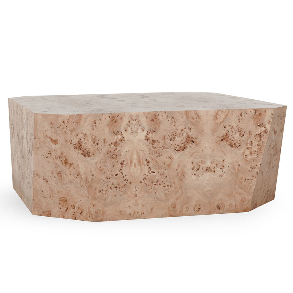 Avena Burl Wood 42" Square Coffee Table, Natural