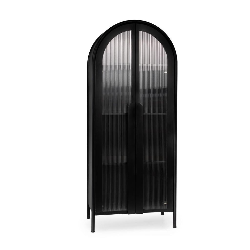 Preview image for Moca Metal/Glass 2Dr Tall Cabinet Black