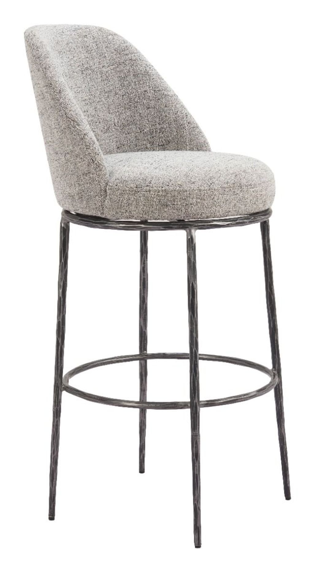 Forged Metal Swivel Barstool Gray Fabric 31.5 inch