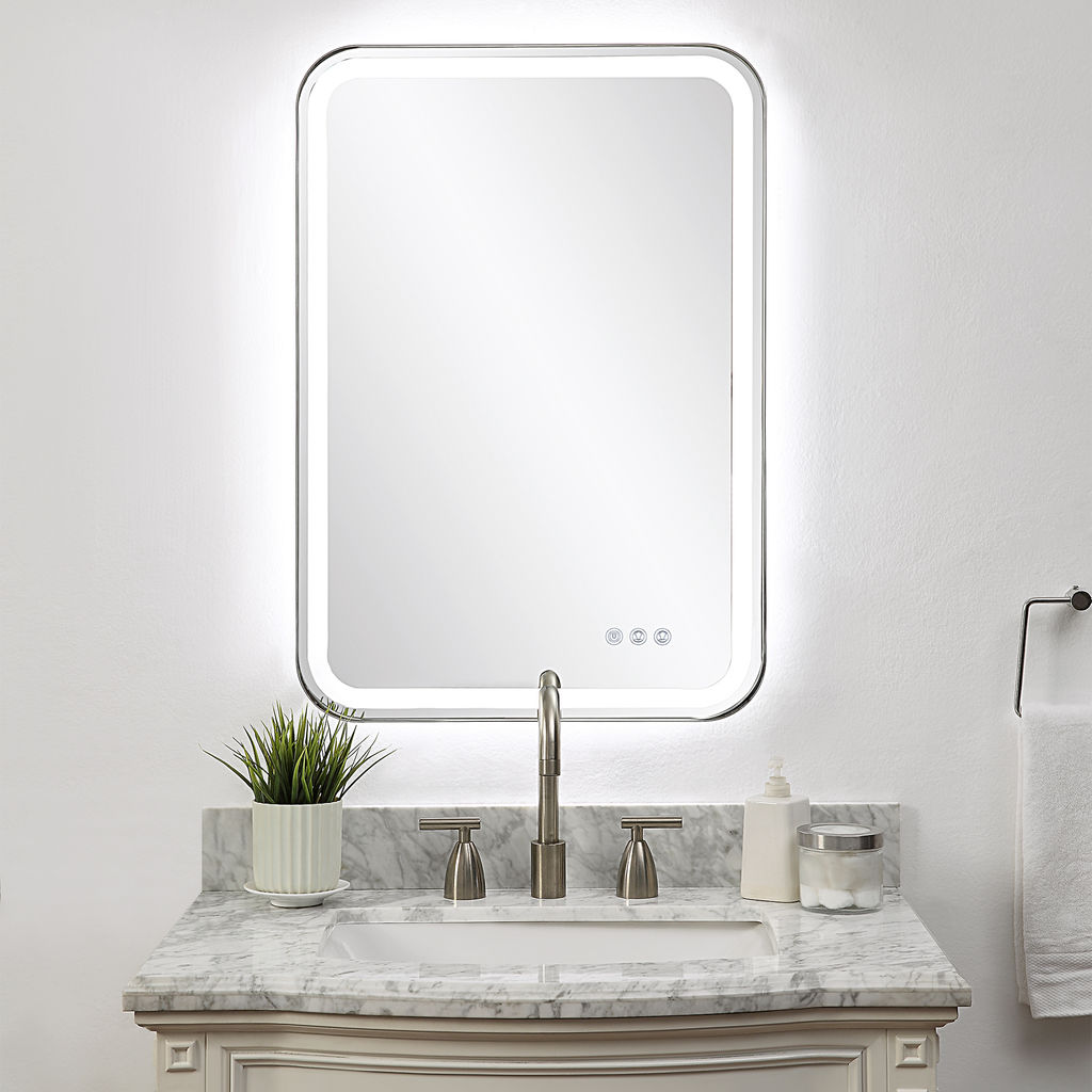 Lighted Nickel Vanity Mirror