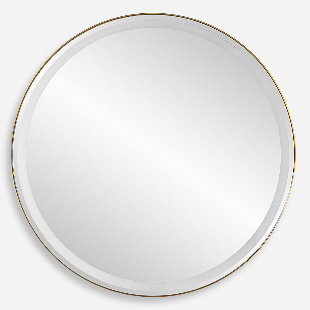 Lighted Brass Round Mirror