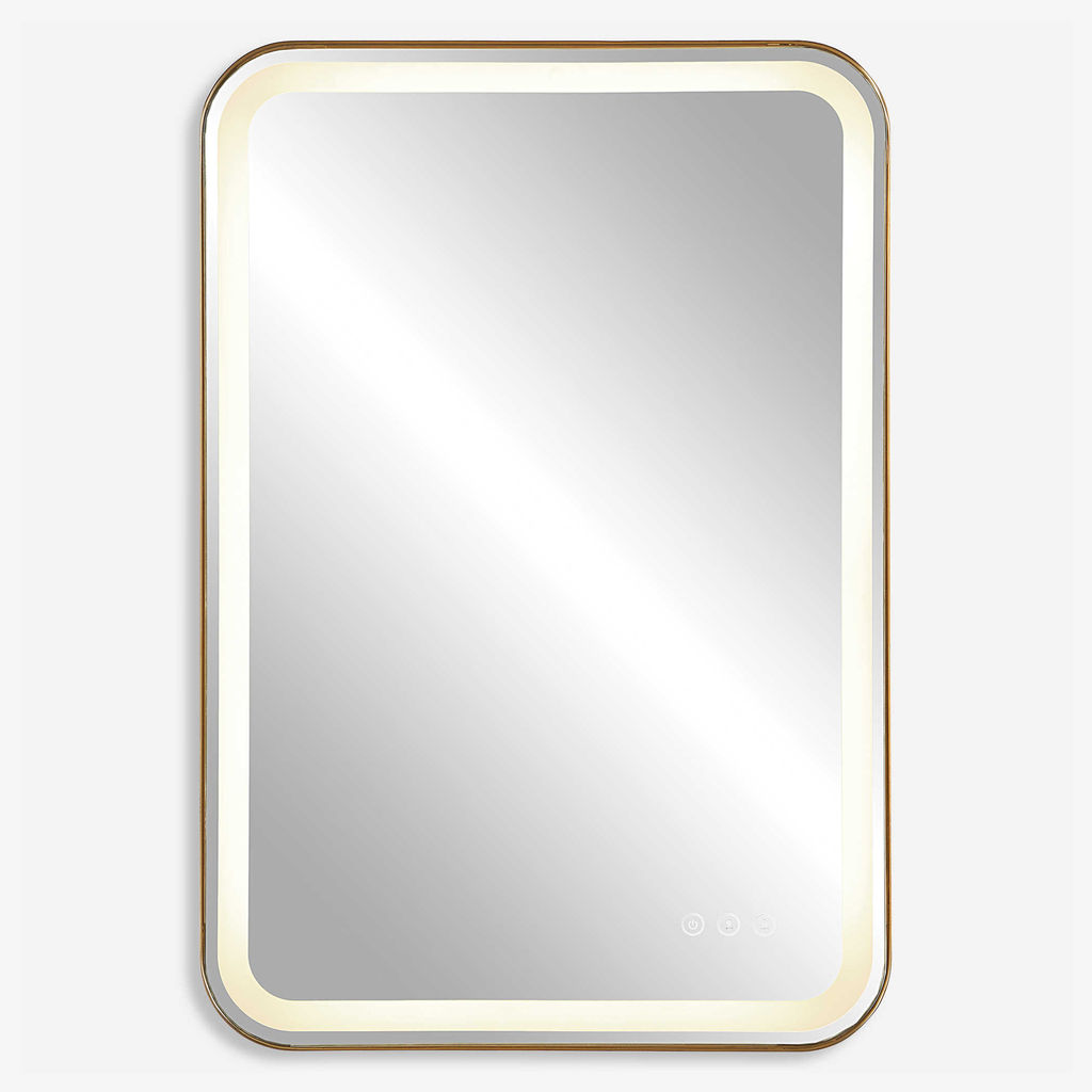Lighted Vanity Mirror, Brass