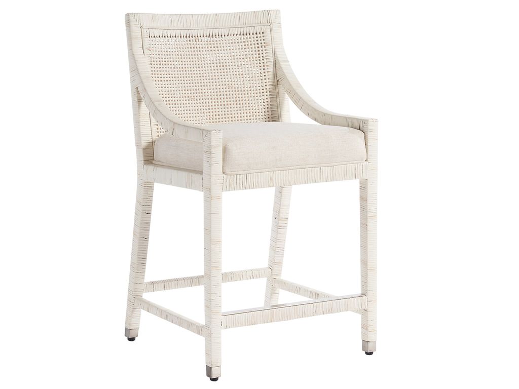 Longboat Counter Chair, White Rattan