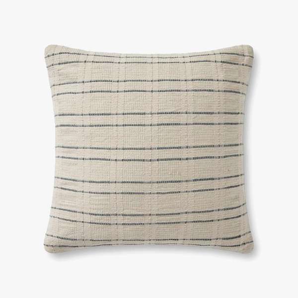 Cream & Blue Striped Pillow