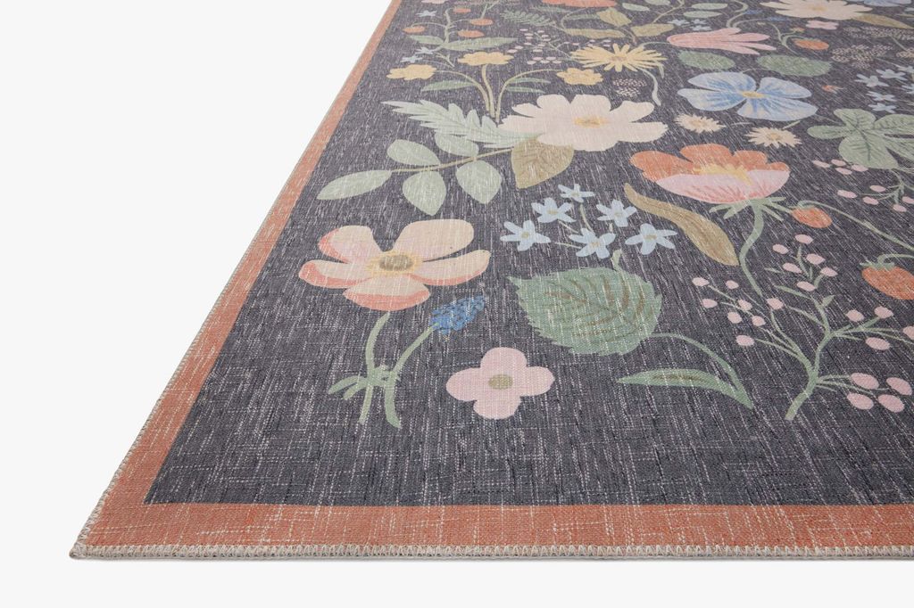 Strawberry Fields Black Area Rug, 5' X 7'6"