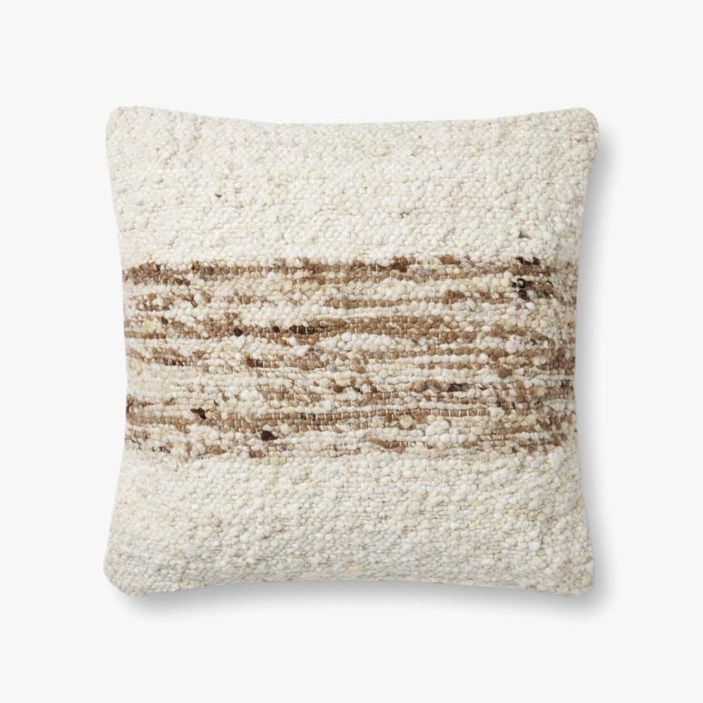 Marie Pal0031 Ivory / Camel 22" X 22", Poly-Filled