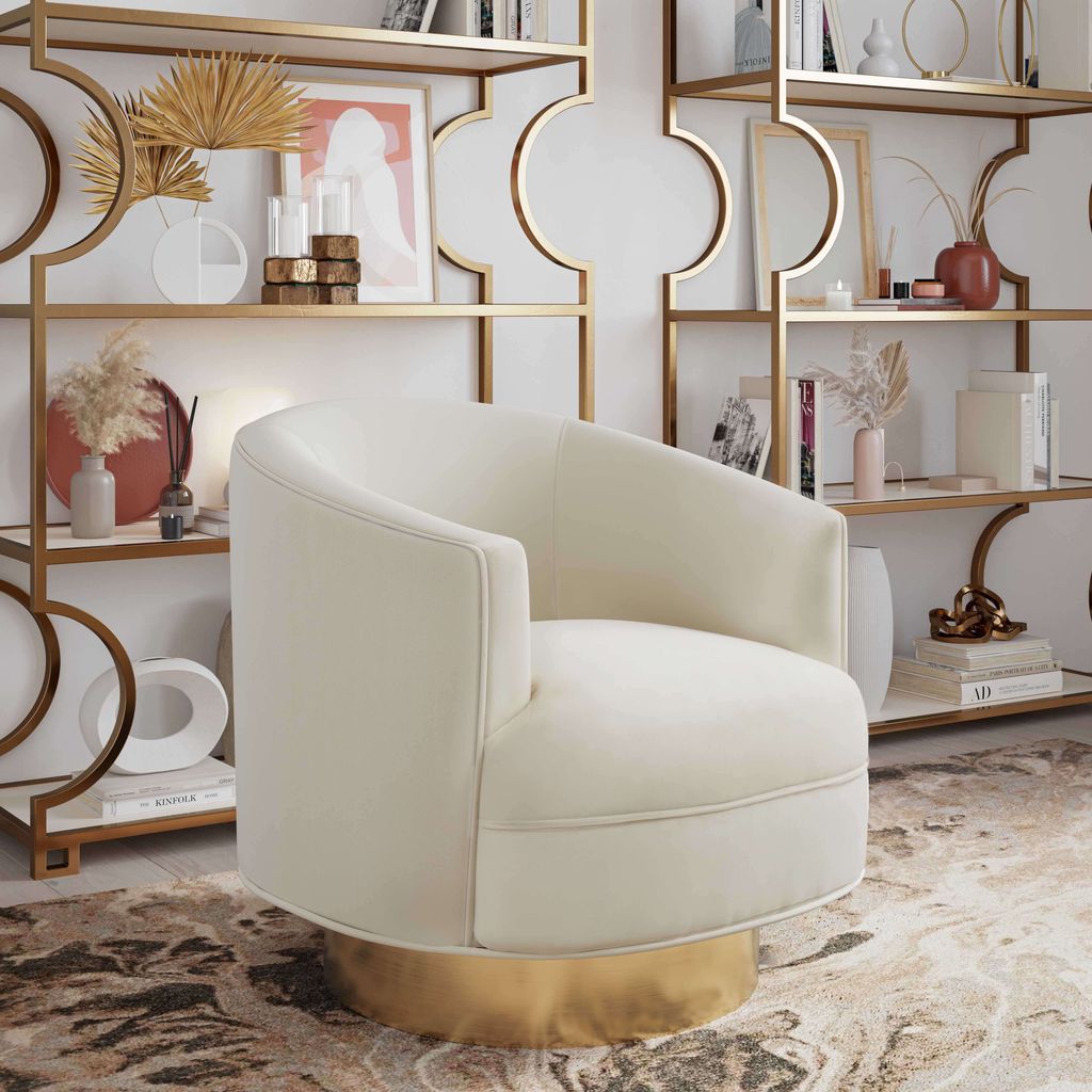 Stella Cream Velvet Swivel Chair By Inspire Me! Home Decor