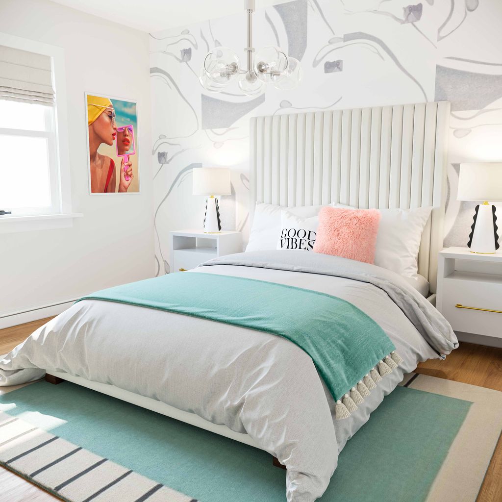 Arabelle White Velvet Bed In King