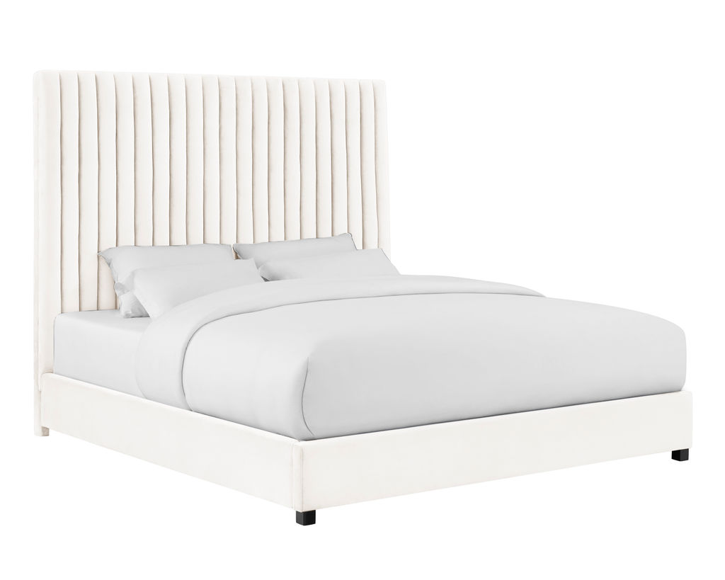 Arabelle White Velvet Bed In King