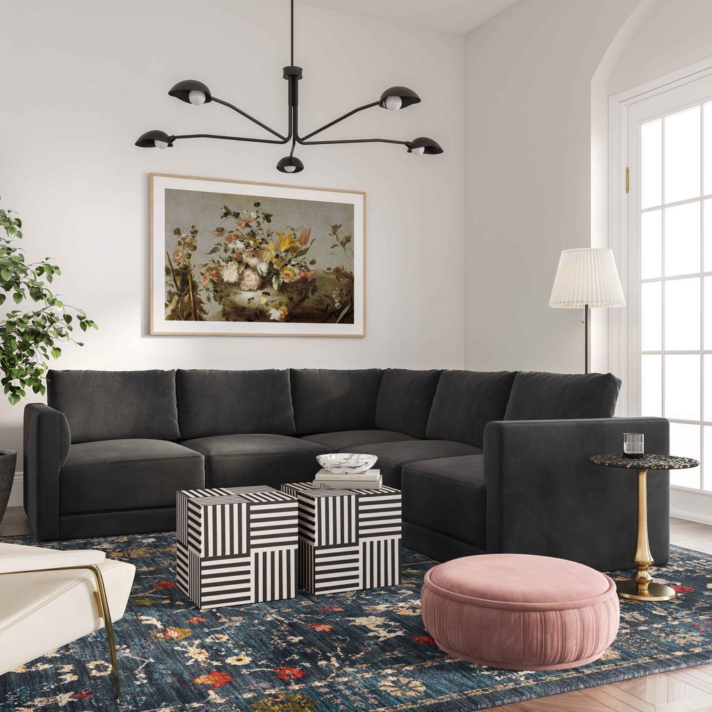 Willow Charcoal Modular 5 Piece L Sectional