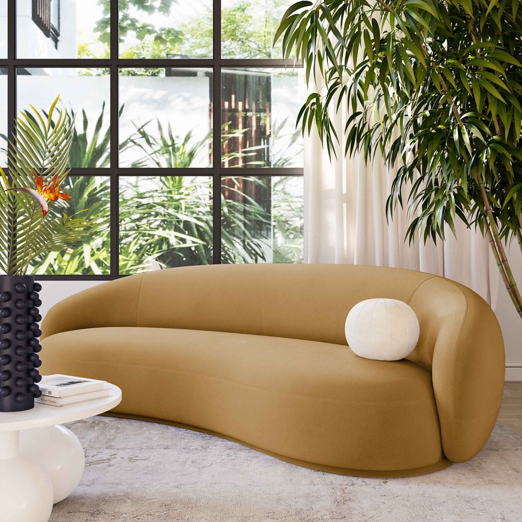 Kendall Cognac Velvet Sofa, Cognac