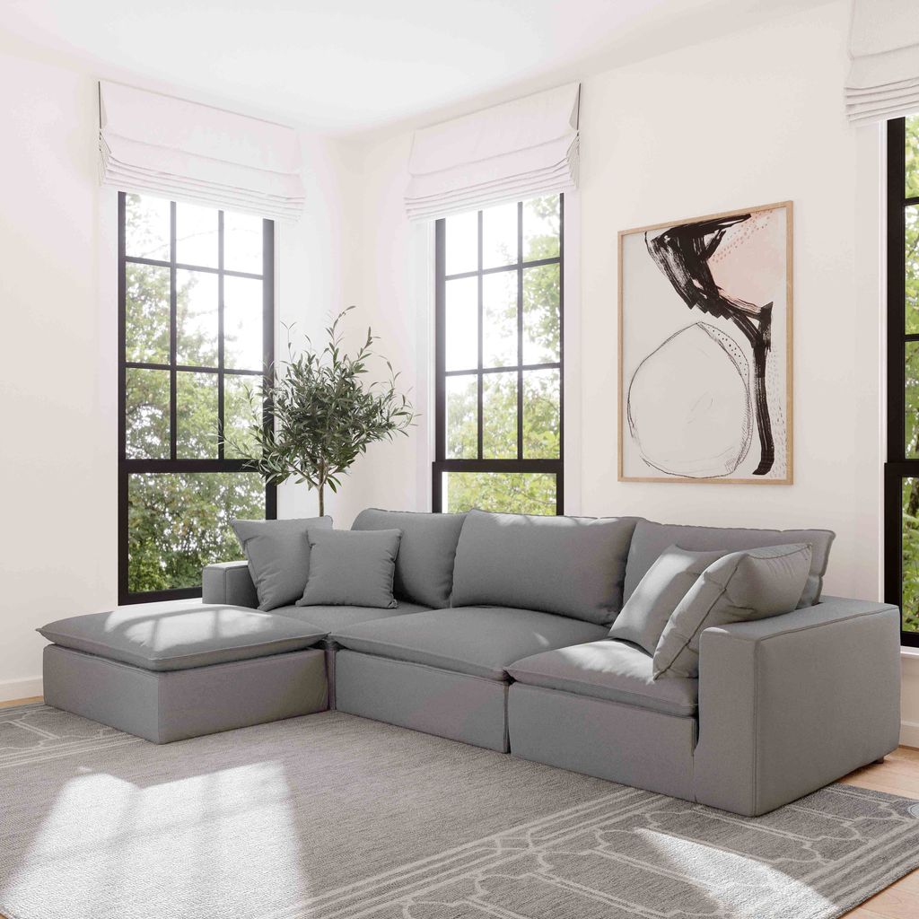 Cali Slate Modular 3 Piece Sofa, Slate