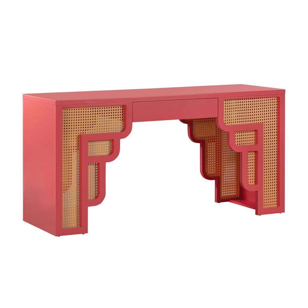 Preview image for Suzie Coral Pink & Rattan Executive Desk