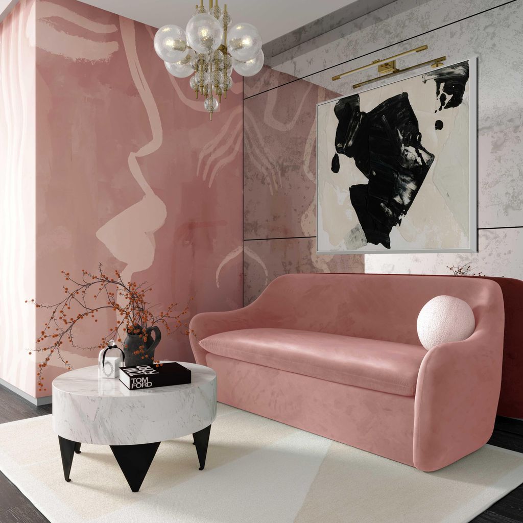 Cellia Velvet Loveseat, Mauve