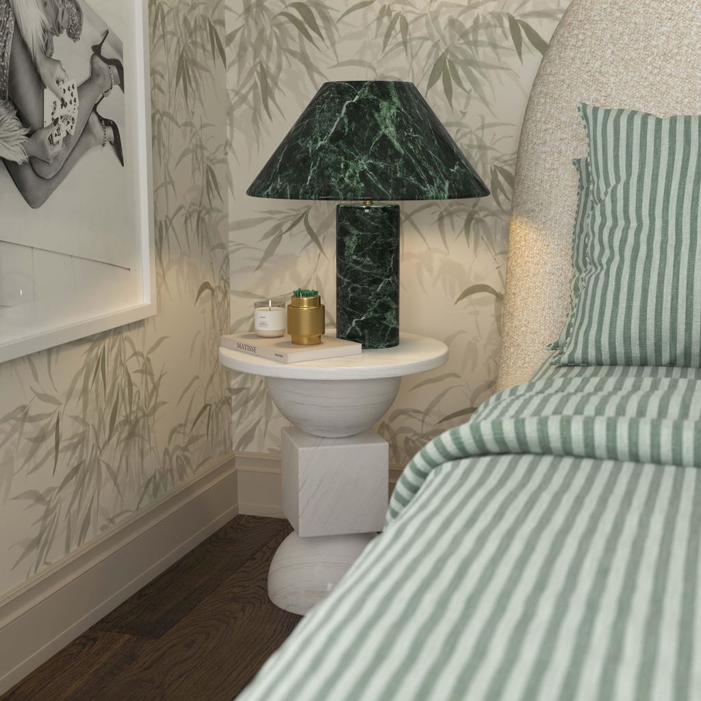 Mable Marble Print Table Lamp, Green