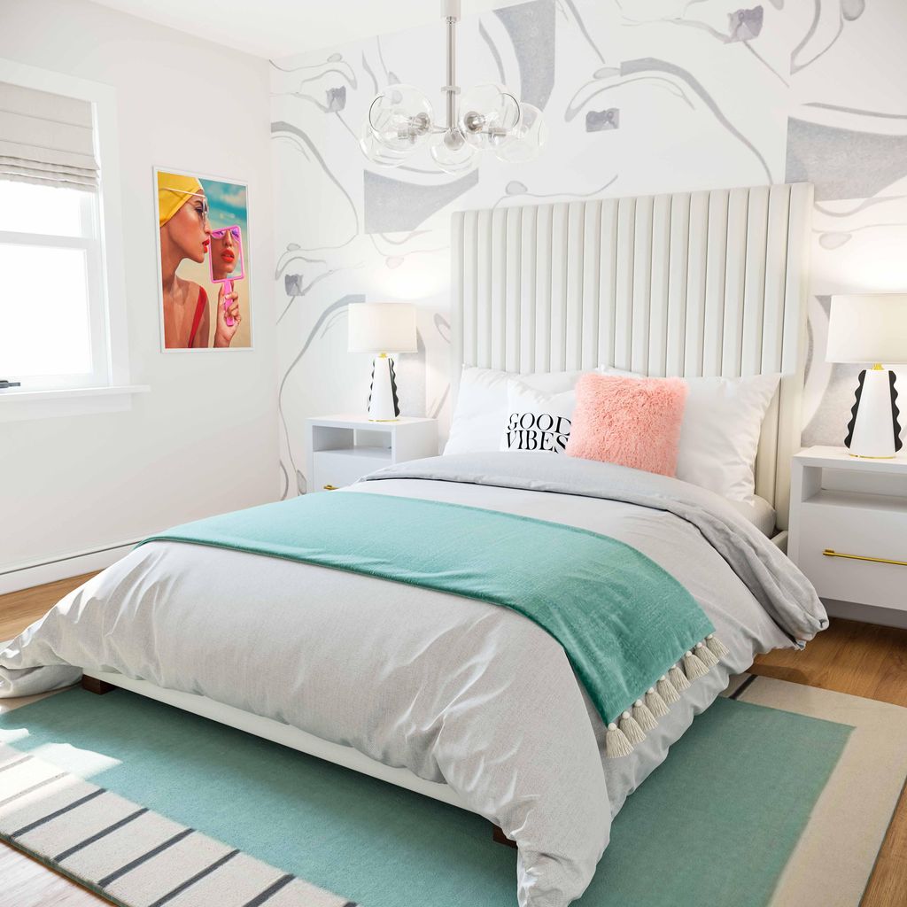 White Velvet Bed In Queen