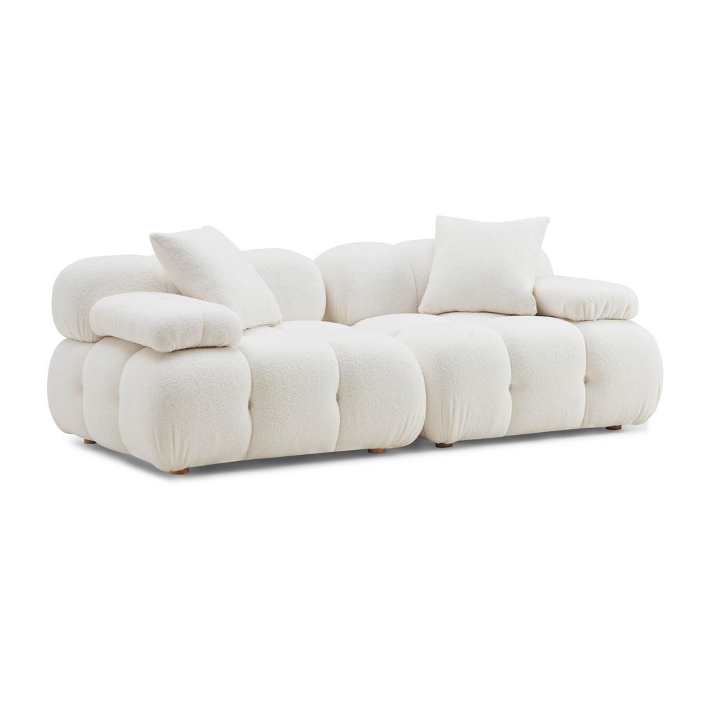 Preview image for Calliope Cream Vegan Shearling Modular Loveseat