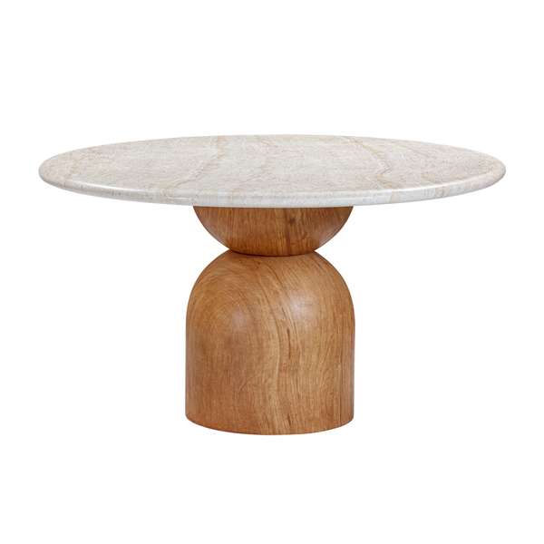 Cynthia Travertine Concrete Indoor/Outdoor 54" Round Dining Table