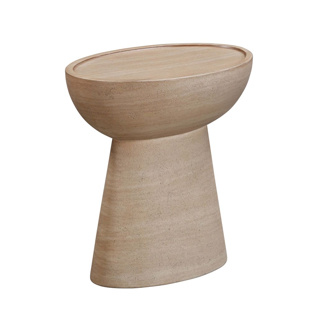 Faux Travertine Outdoor Side Table