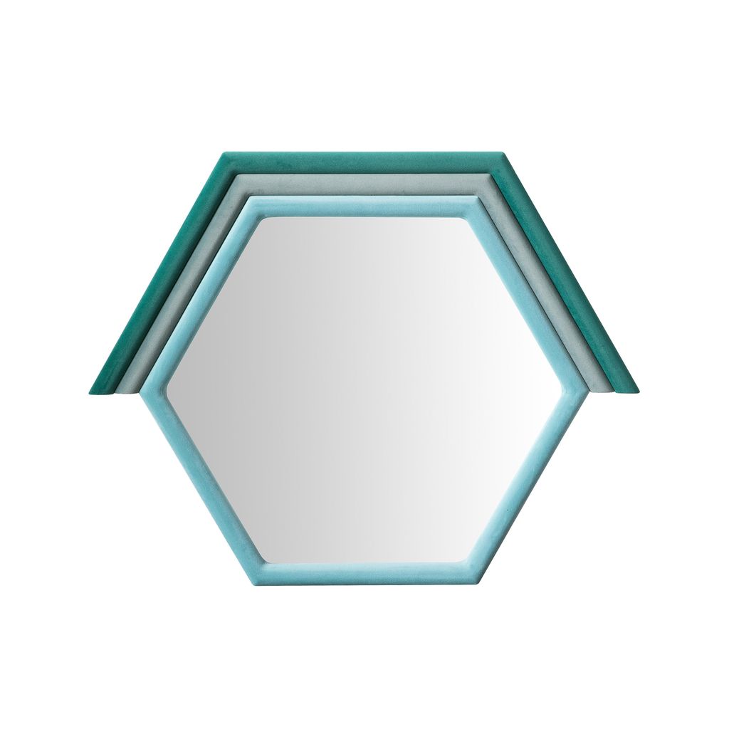 Preview image for Lally Aqua Velvet Prism Wall Mirror