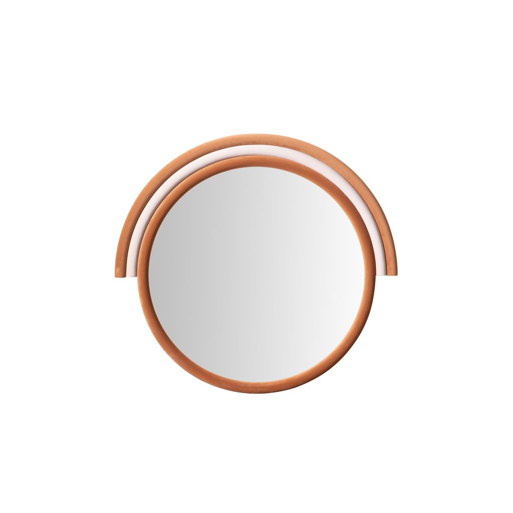 Preview image for Lally Terracotta Velvet Round Wall Mirror