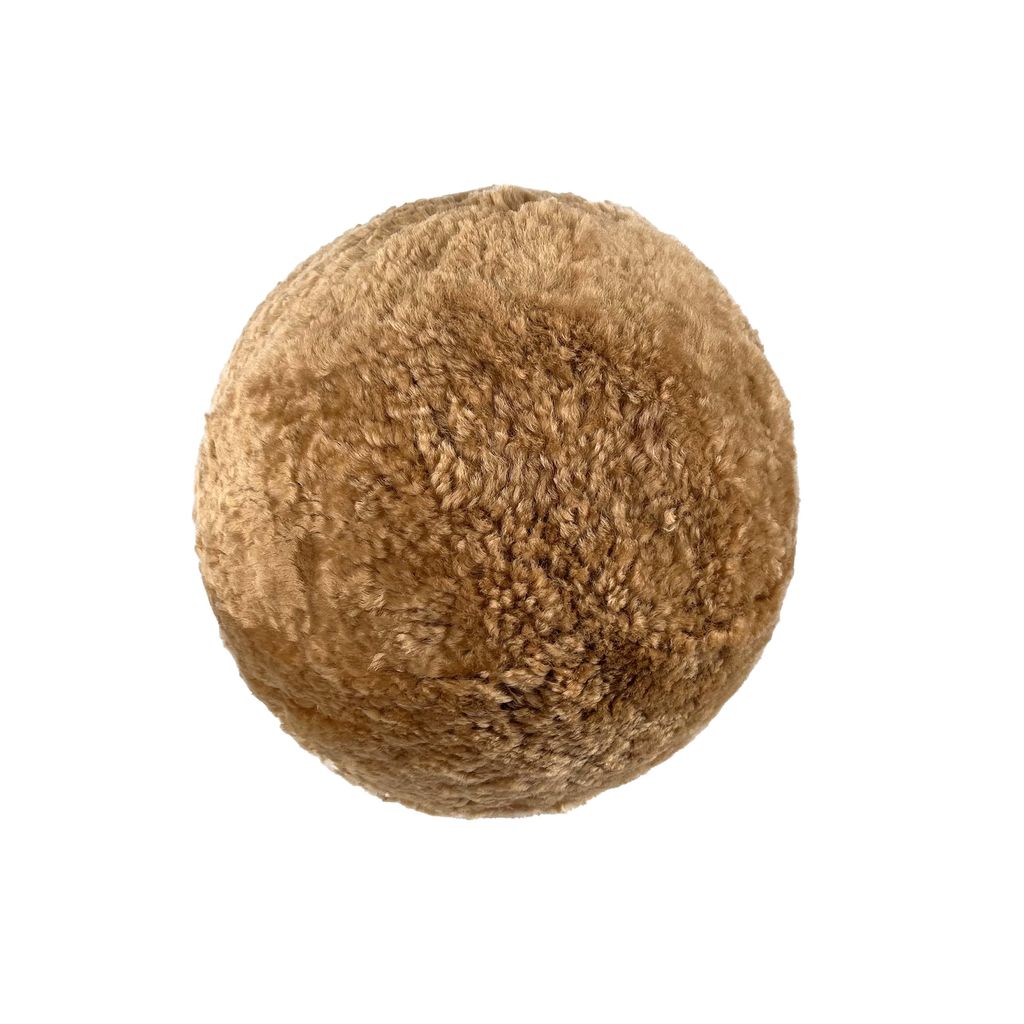 New Zealand Brown Genuine Sheepskin 8" Ball Pillow