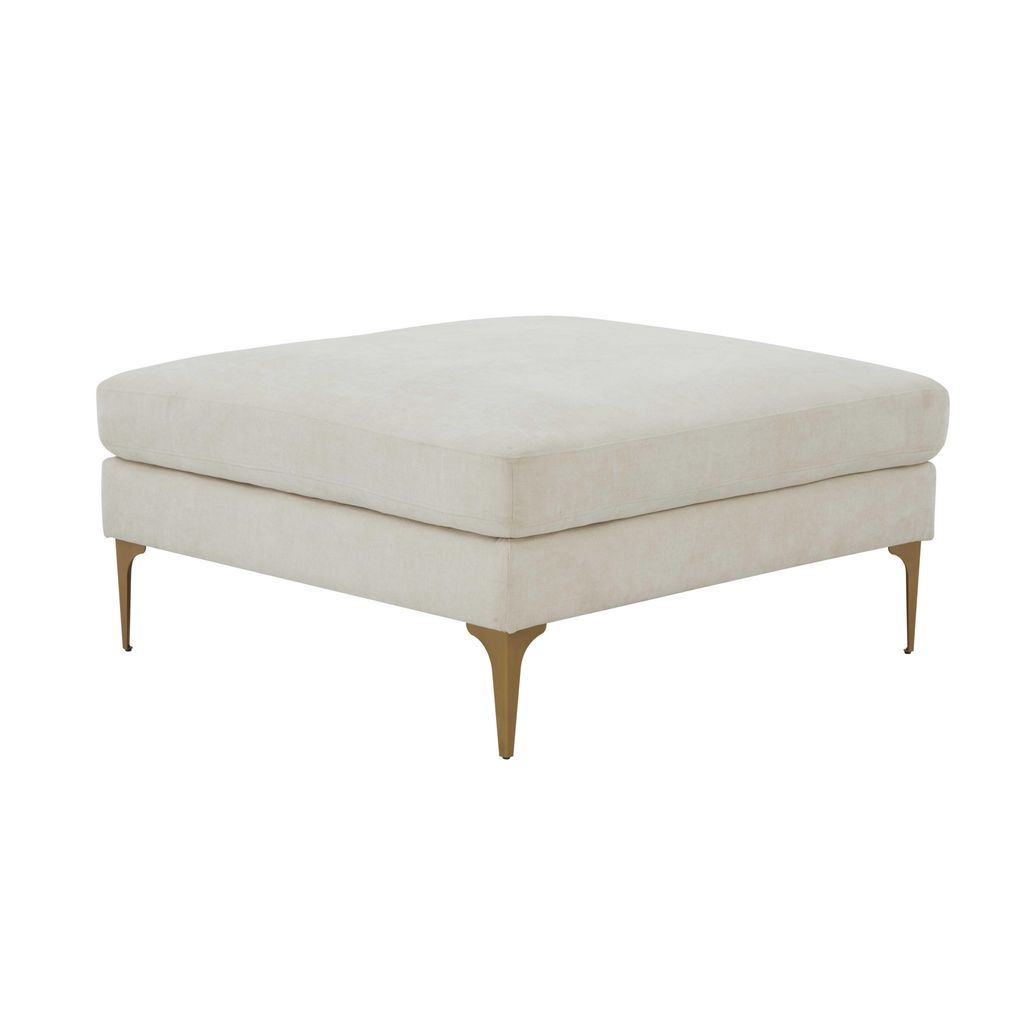 Serena Cream Velvet Ottoman