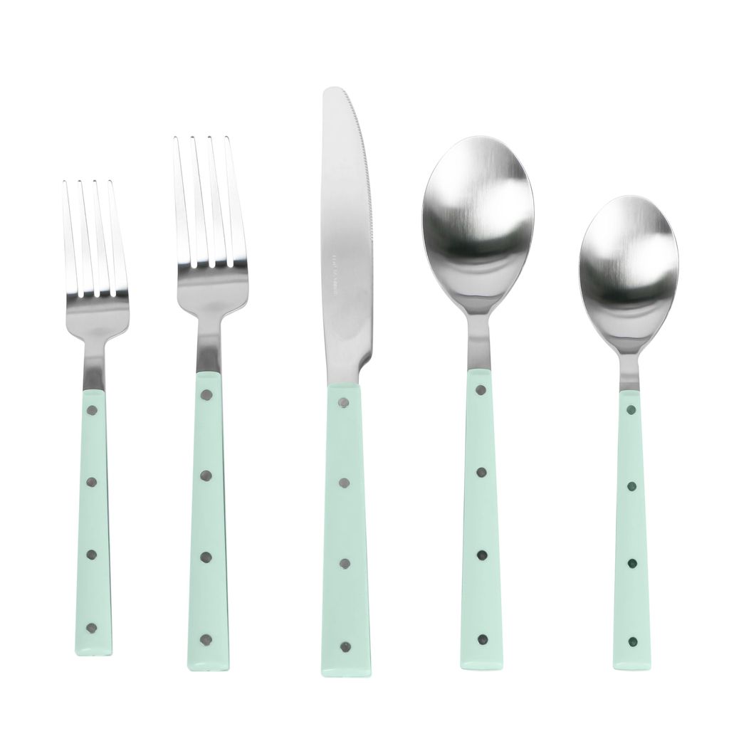Soline Mint And Stainless Steel Flatware - Set Of 5 Pieces - Service For 1