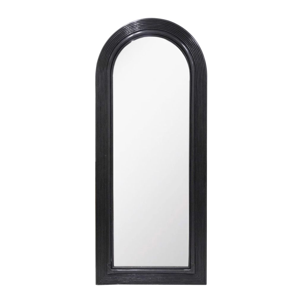 Raw Rattan crafted Black Frame 70" Floor Mirror