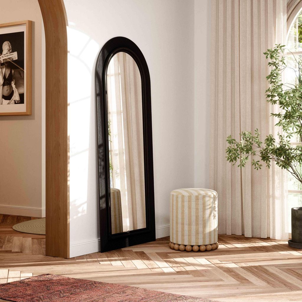 Raw Rattan crafted Black Frame 70" Floor Mirror