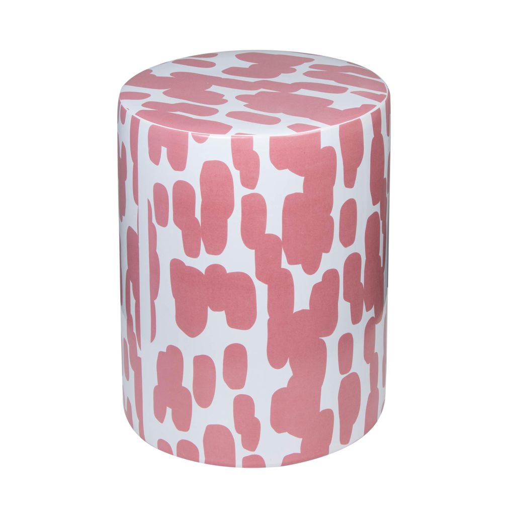Taurus Ceramic Stool In Pink Strokes Print