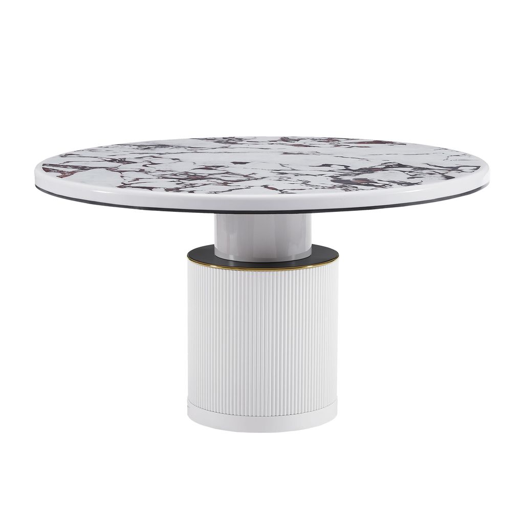 Preview image for Vanessa White Marble Lacquer 53" Round Dining Table