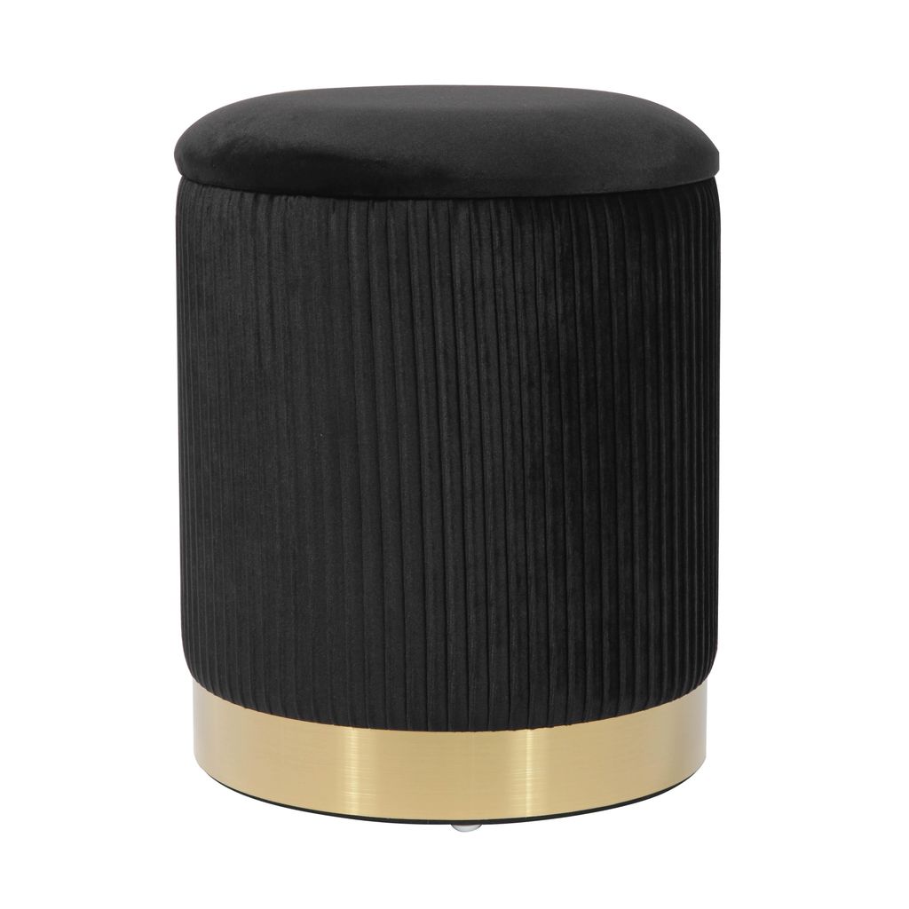Preview image for Zoe Black Velvet Storage Ottoman