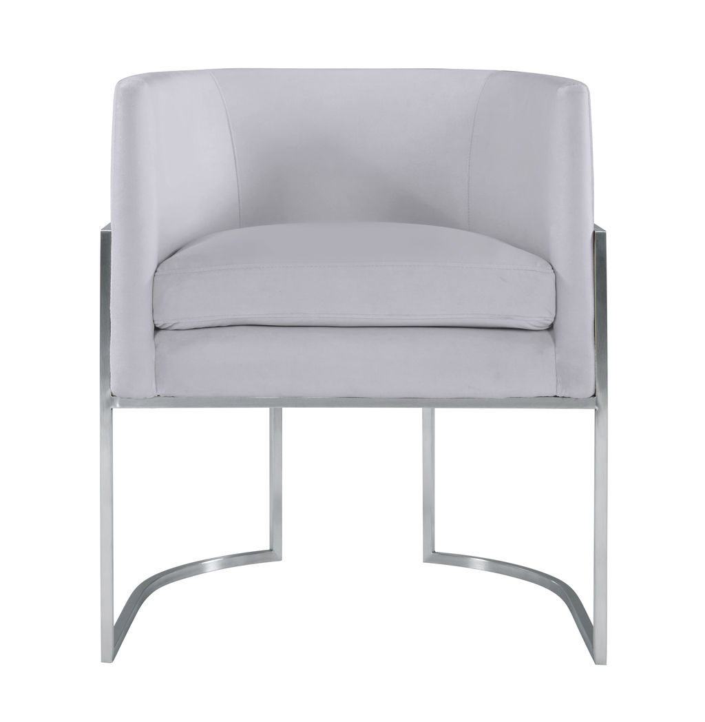Giselle Grey Velvet Dining Chair With Silver Leg
