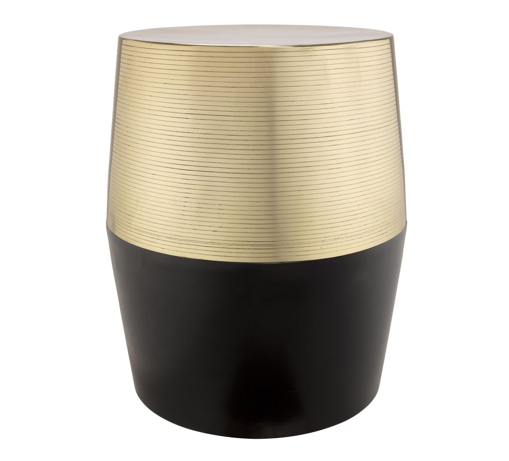 Stool/Side Table, Modern Elegance, Handmade, Brass & Black Finish, 15.8"H x 15.8"W x 18"D