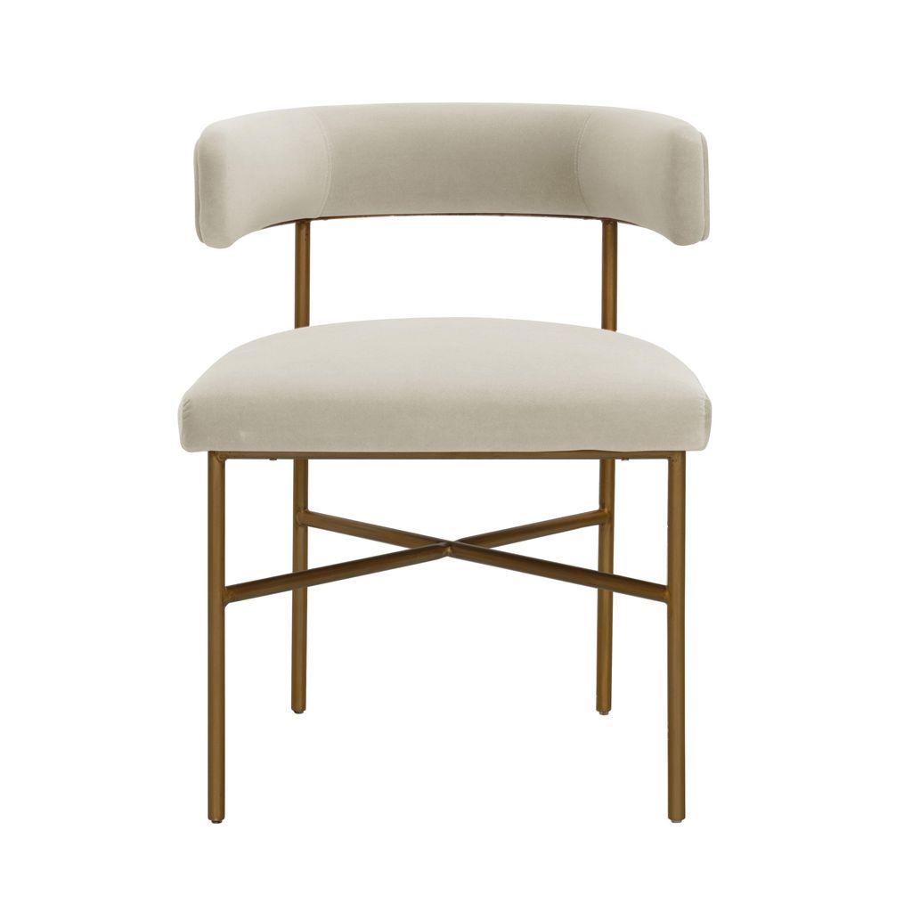 Kim Performance Velvet Chair In Cream