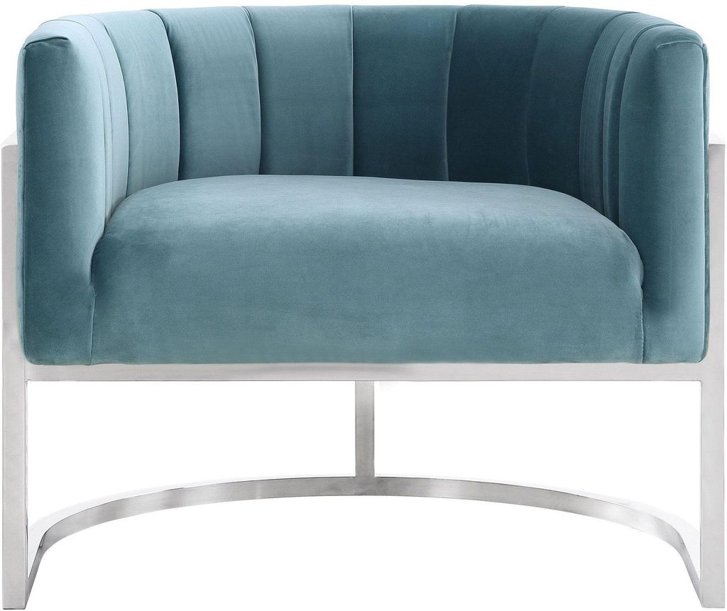 Magnolia Sea Blue Chair With Silver Base