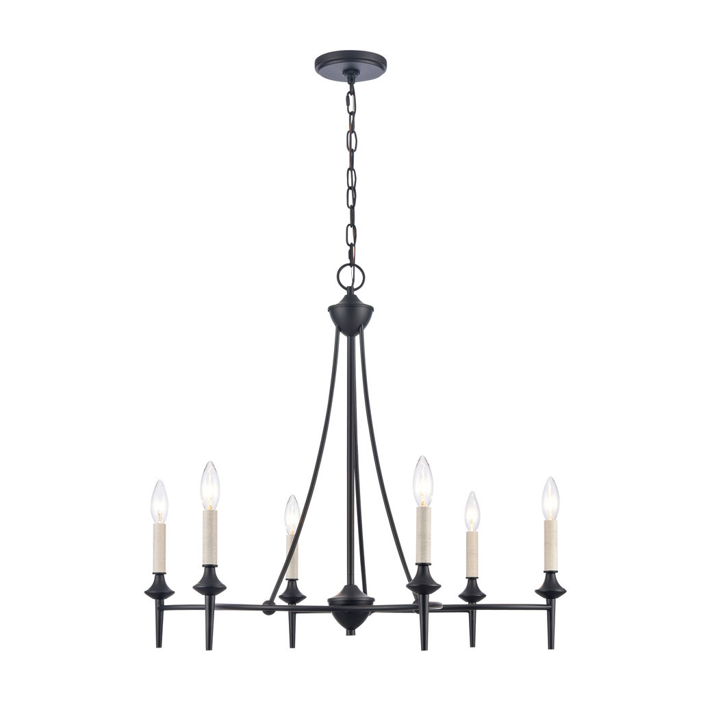28'' Wide 6-Light Chandelier - Matte Black