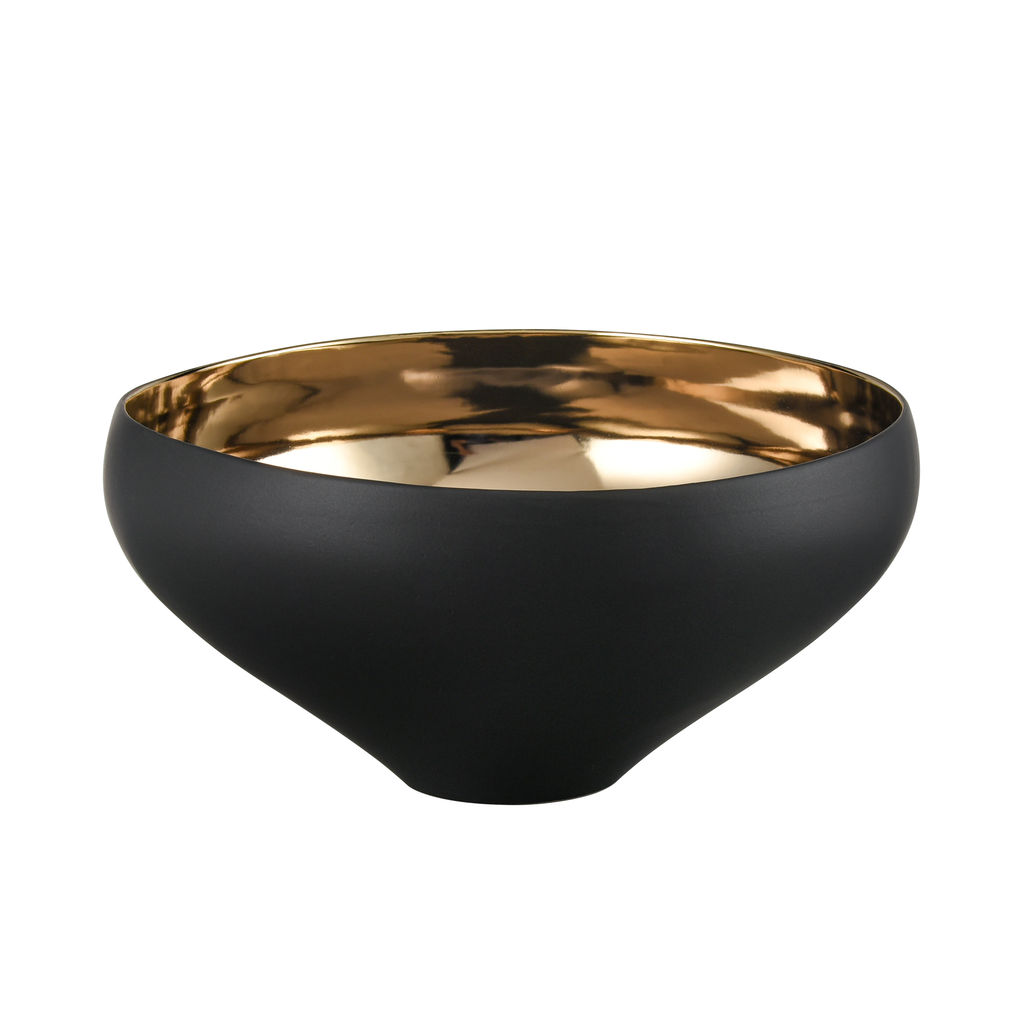 Preview image for Greer Bowl - Tall Black And Gold Glazed