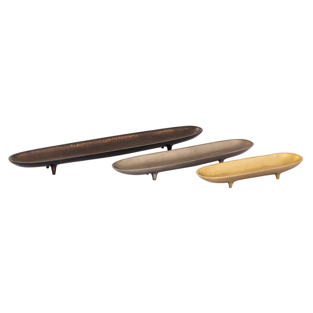 Bosco Tray - Set Of 3 Nickel, Brass, And Bronze