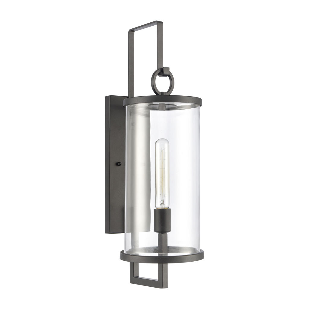 High 1-Light Outdoor Sconce, Charcoal Black, 24"